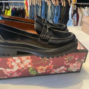 Reformation Agathea Black Chunky Sole Loafer